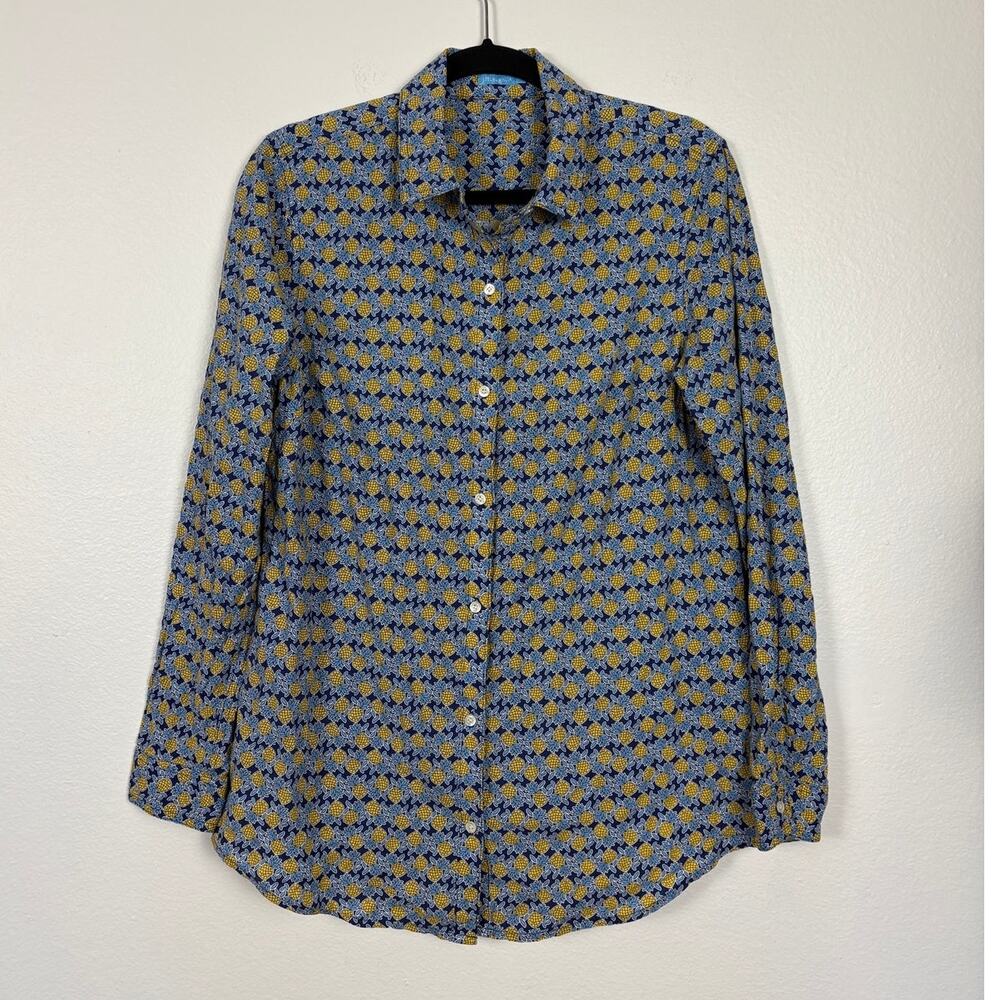 J. Mclaughlin Pineapple Button Front Blouse Medium